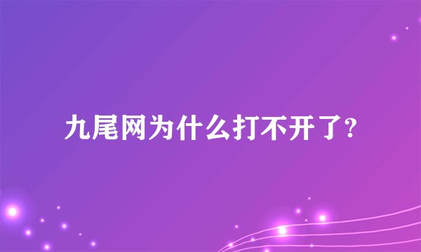 九尾网为什么打不开了?
