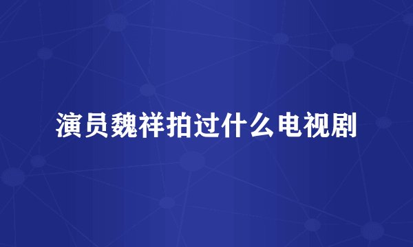 演员魏祥拍过什么电视剧