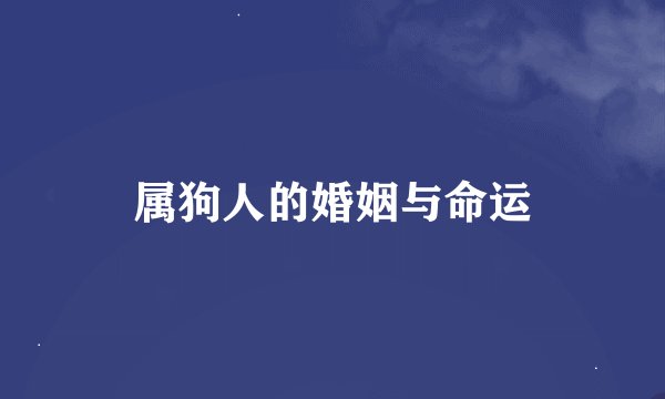 属狗人的婚姻与命运