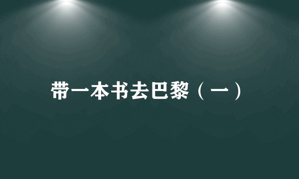 带一本书去巴黎(一)