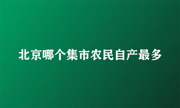 北京哪个集市农民自产最多