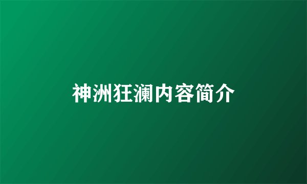 神洲狂澜内容简介