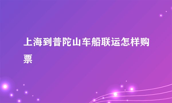上海到普陀山车船联运怎样购票
