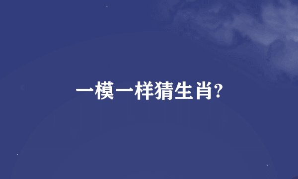 一模一样猜生肖?