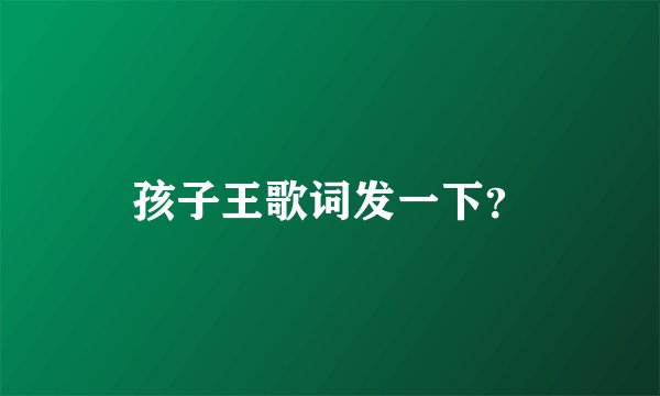 孩子王歌词发一下？