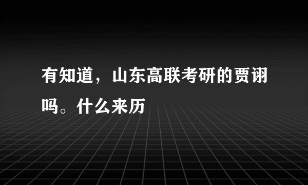 有知道,山东高联考研的贾诩吗。什么来历
