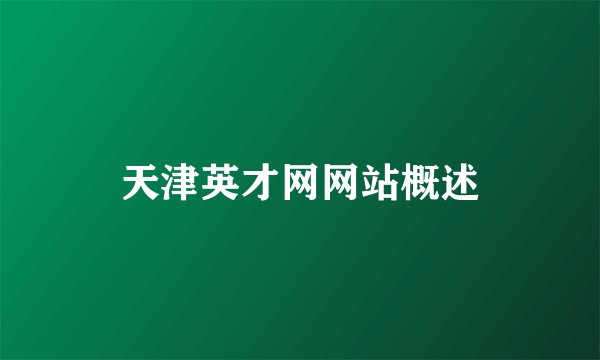 天津英才网网站概述