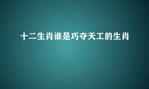 十二生肖谁是巧夺天工的生肖