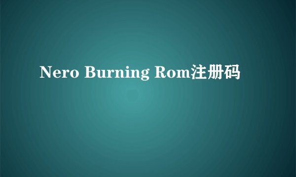 Nero Burning Rom注册码