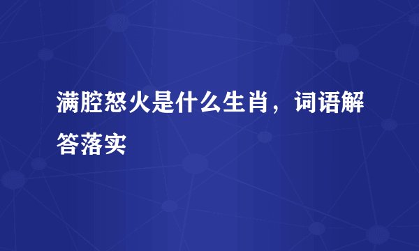 满腔怒火是什么生肖,词语解答落实