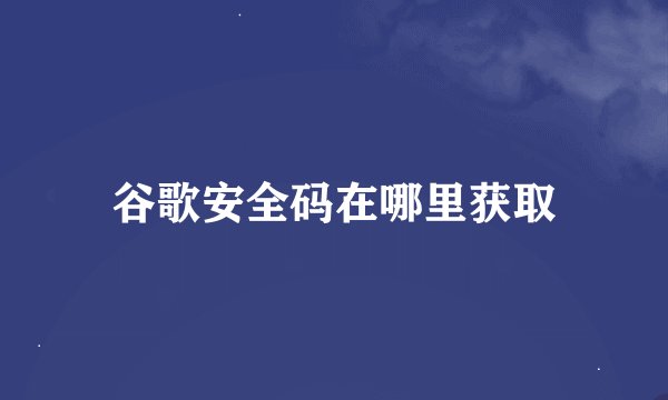 谷歌安全码在哪里获取