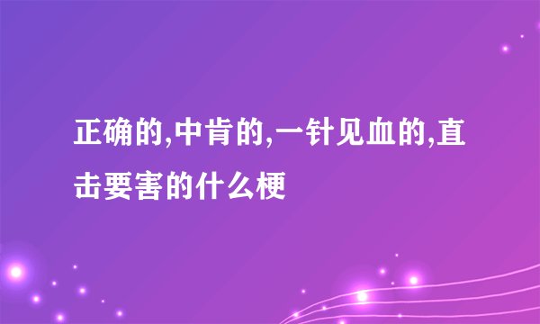 正确的,中肯的,一针见血的,直击要害的什么梗