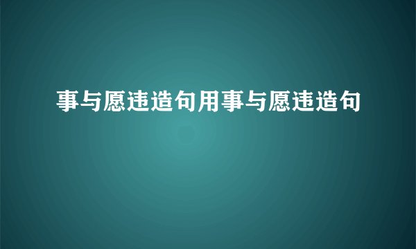 事与愿违造句用事与愿违造句