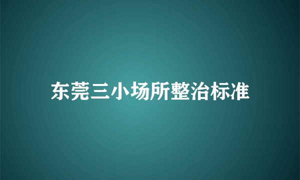东莞三小场所整治标准
