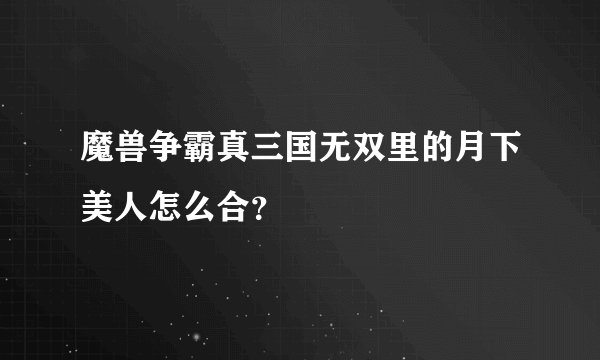 魔兽争霸真三国无双里的月下美人怎么合？
