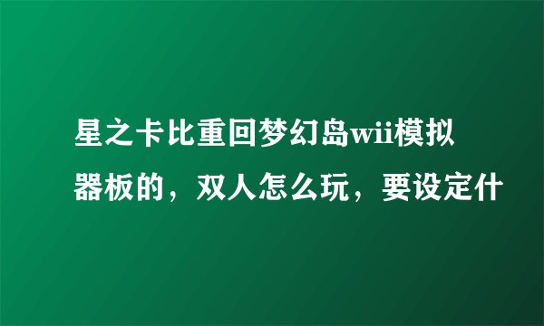 星之卡比重回梦幻岛wii模拟器板的，双人怎么玩，要设定什