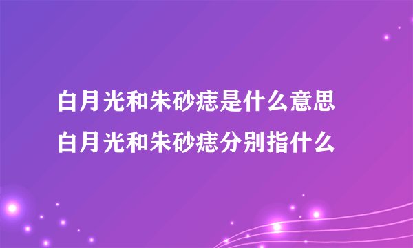 白月光和朱砂痣是什么意思 白月光和朱砂痣分别指什么