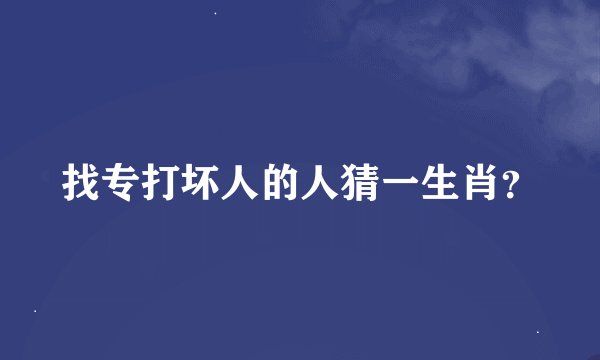 找专打坏人的人猜一生肖？