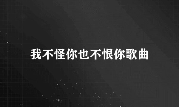 我不怪你也不恨你歌曲
