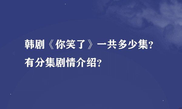 韩剧《你笑了》一共多少集？有分集剧情介绍？