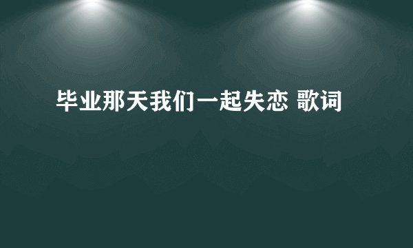 毕业那天我们一起失恋 歌词