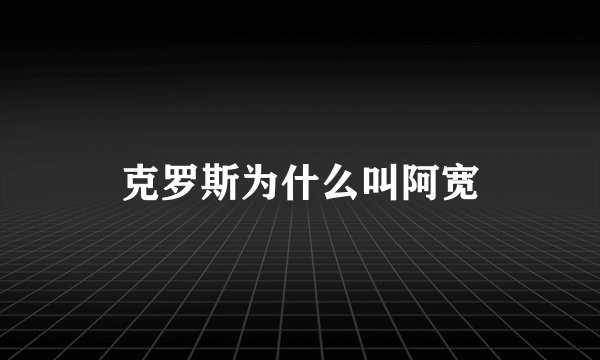 克罗斯为什么叫阿宽