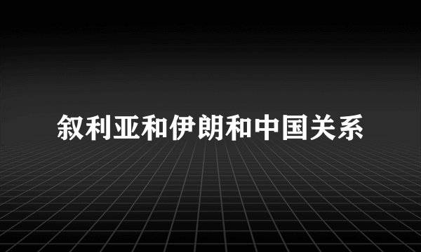 叙利亚和伊朗和中国关系
