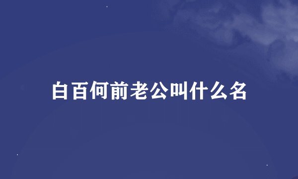 白百何前老公叫什么名