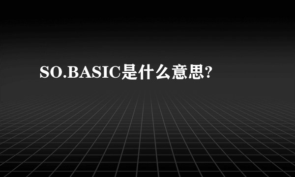 SO.BASIC是什么意思?