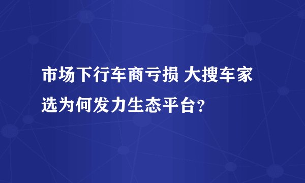 市场下行车商亏损 大搜车家选为何发力生态平台？
