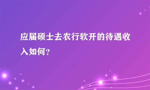 应届硕士去农行软开的待遇收入如何？