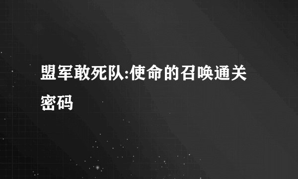 盟军敢死队:使命的召唤通关密码