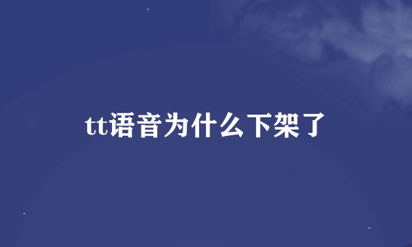 tt语音为什么下架了