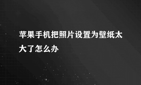 苹果手机把照片设置为壁纸太大了怎么办