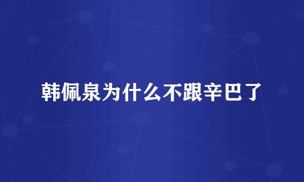 韩佩泉为什么不跟辛巴了