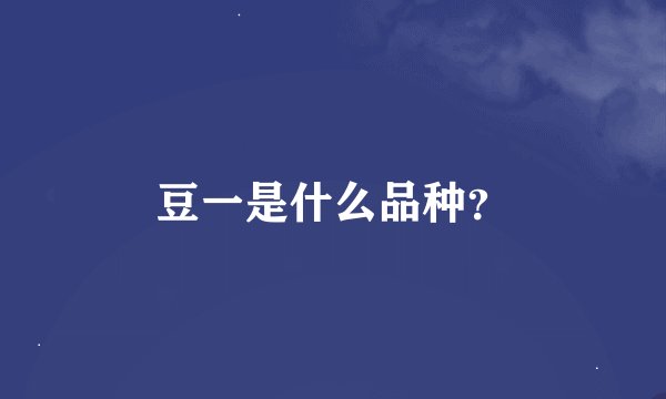 豆一是什么品种？