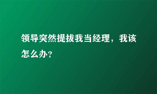 领导突然提拔我当经理，我该怎么办？