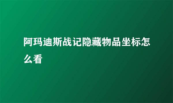 阿玛迪斯战记隐藏物品坐标怎么看