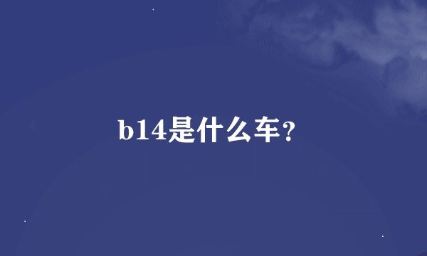 b14是什么车？