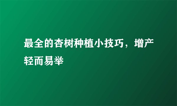 最全的杏树种植小技巧，增产轻而易举