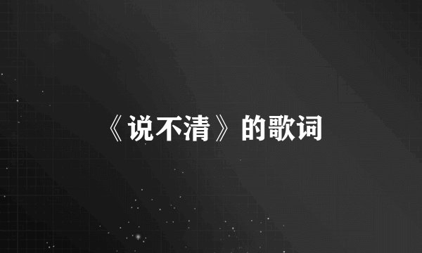 《说不清》的歌词