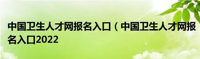 中国卫生人才网报名入口（中国卫生人才网报名入口2022