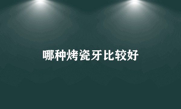 哪种烤瓷牙比较好