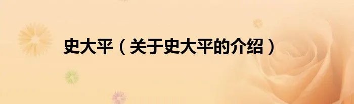史大平（关于史大平的介绍）