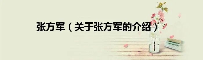 张方军（关于张方军的介绍）