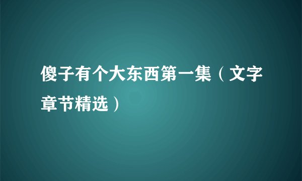 傻子有个大东西第一集（文字章节精选）