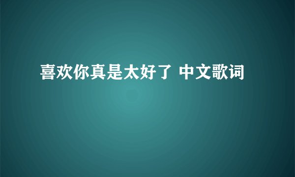 喜欢你真是太好了 中文歌词