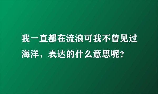 我一直都在流浪可我不曾见过海洋，表达的什么意思呢？