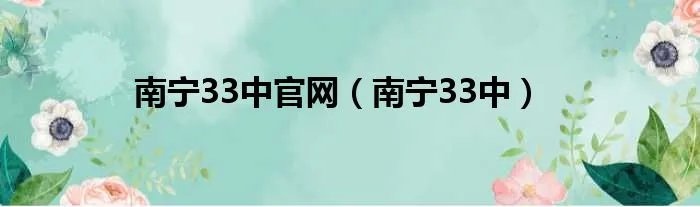 南宁33中官网（南宁33中）