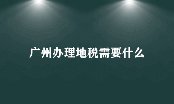 广州办理地税需要什么